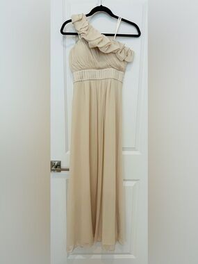 Max & Cleo One-Shoulder Ruffle Maxi Dress in Cream